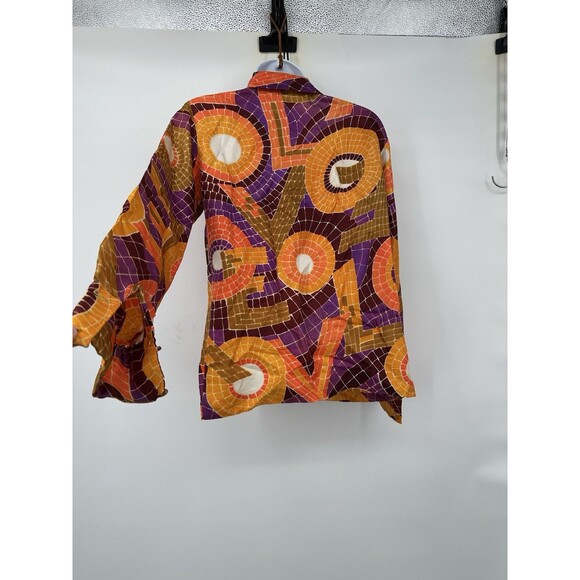 Vintage 1960's "Aladdin" Women's art deco disco Button Down Shirt Psychedelic - Picture 7 of 16